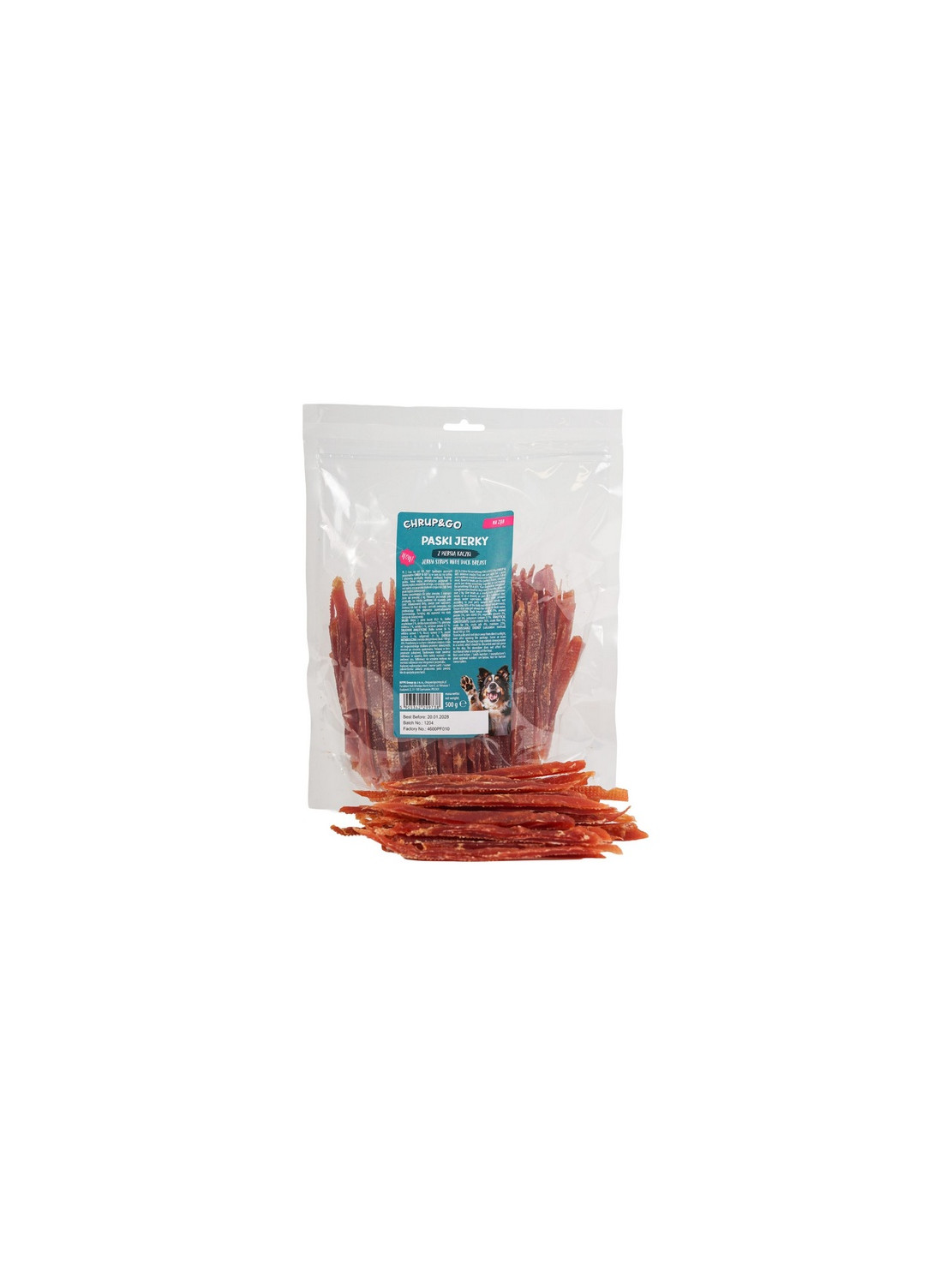 Chrup&Go Przysmak dla psa Paski Jerky z piersią kaczki 500g