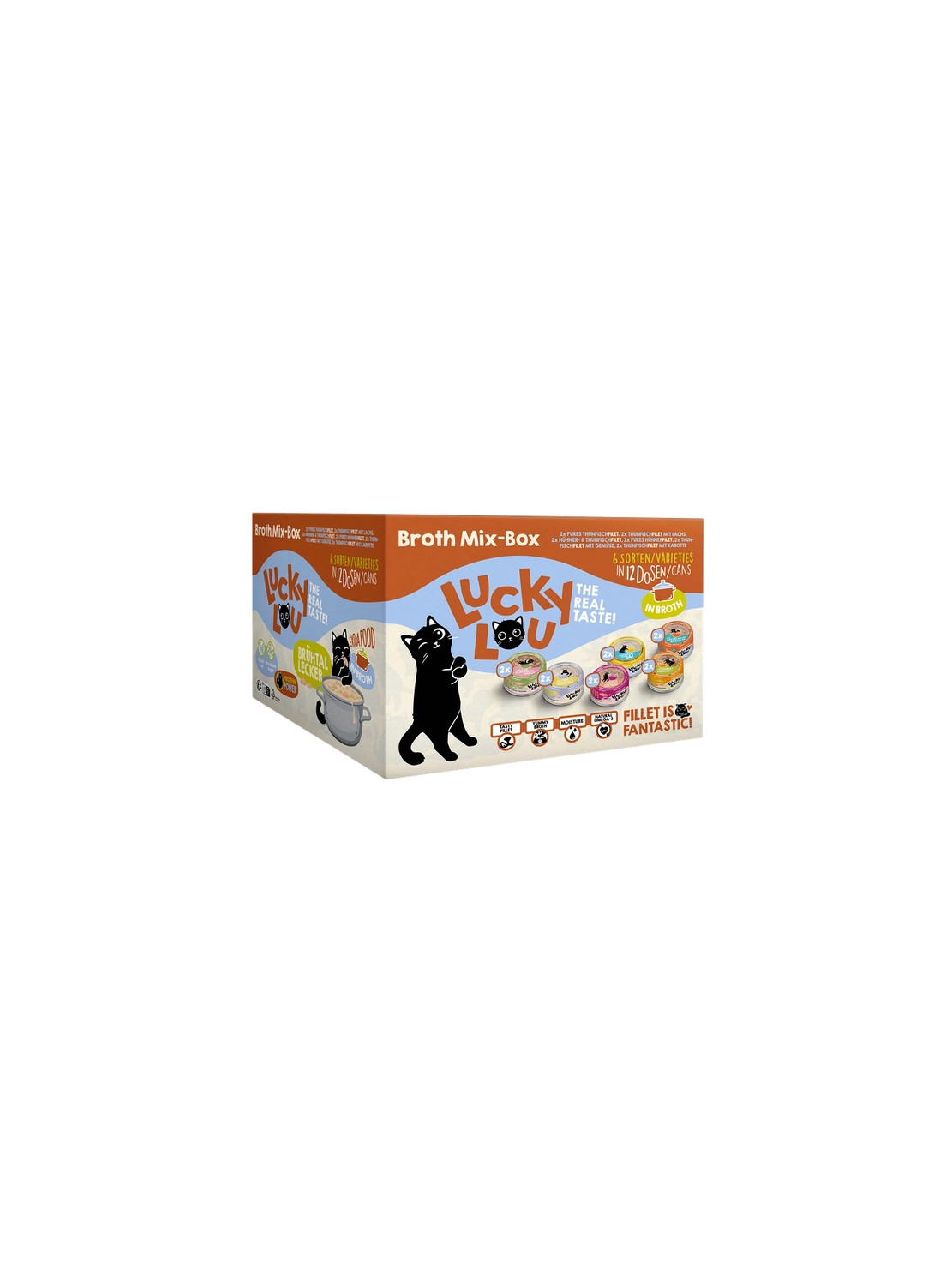 Lucky Lou Extrafood Broth-Mix-Box Multipack w bulionie puszki 12x70g