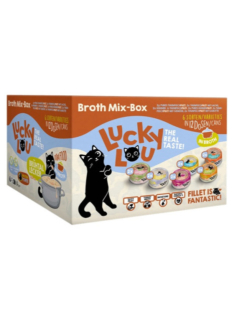 Lucky Lou Extrafood Broth-Mix-Box Multipack w bulionie puszki 12x70g