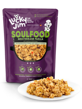 Lucky Jim SoulFood Paella z kurczakiem, łososiem i krewetkami 300g
