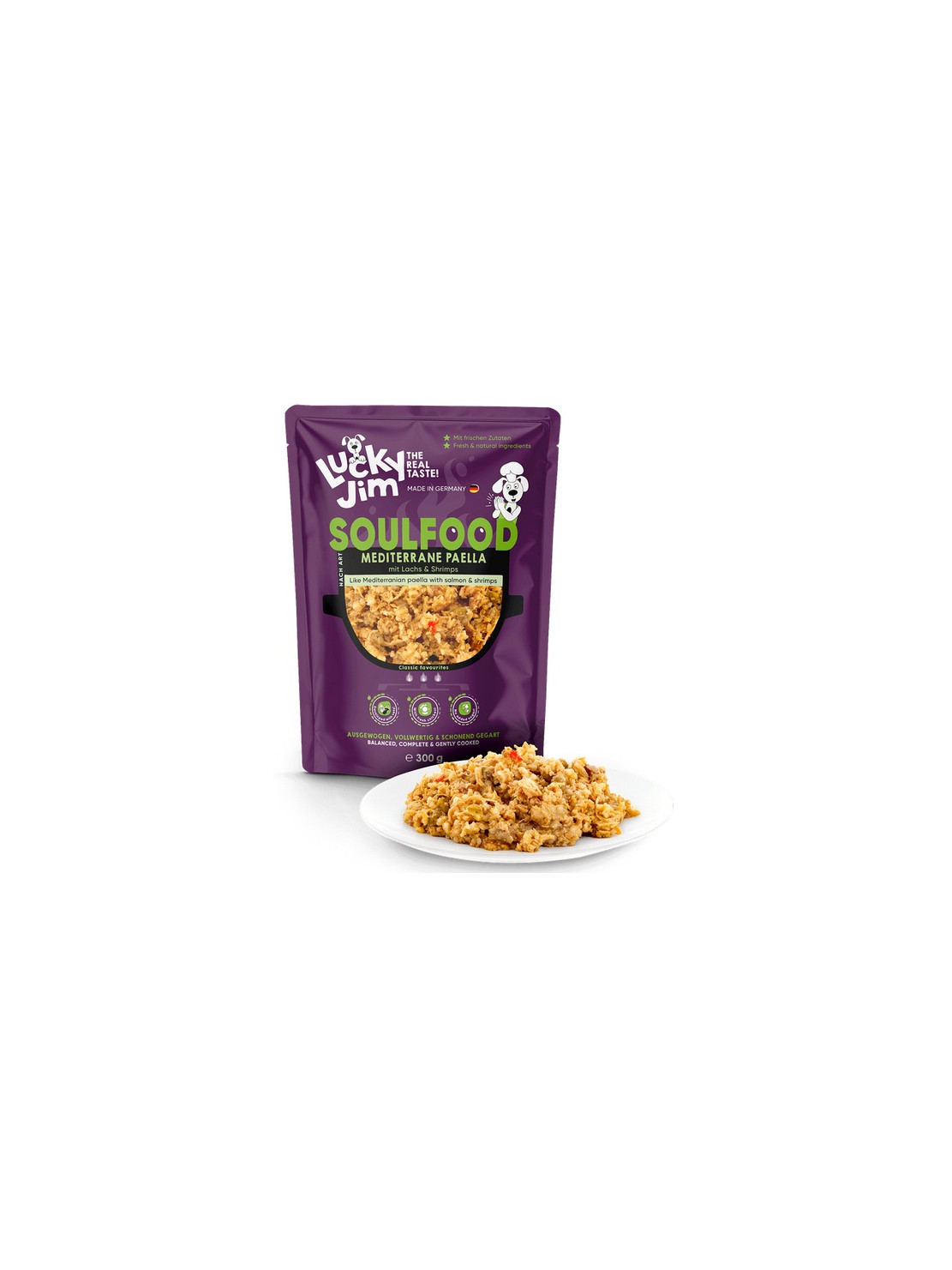 Lucky Jim SoulFood Paella z kurczakiem, łososiem i krewetkami 300g