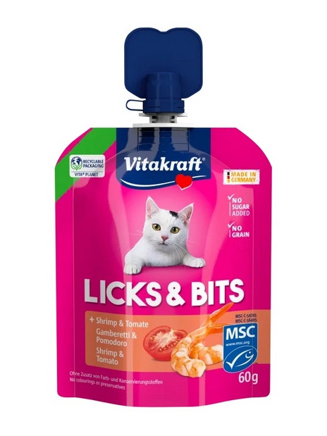 Vitakraft Cat Licks & Bits - Krewetka i pomidor 60g