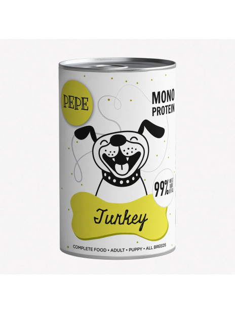 PAKA ZWIERZAKA PEPE Turkey 99% Indyk 400 g | Karma mokra dla psa