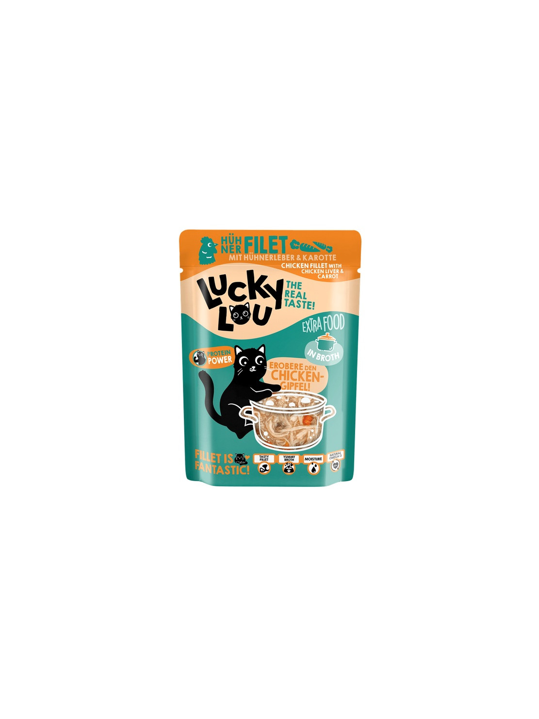 Lucky Lou Extrafood Kurczak i wątróbka z kurczaka w bulionie saszetka 70g