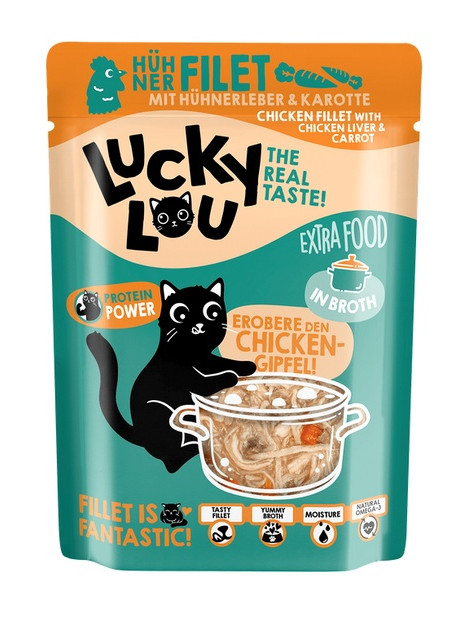 Lucky Lou Extrafood Kurczak i wątróbka z kurczaka w bulionie saszetka 70g