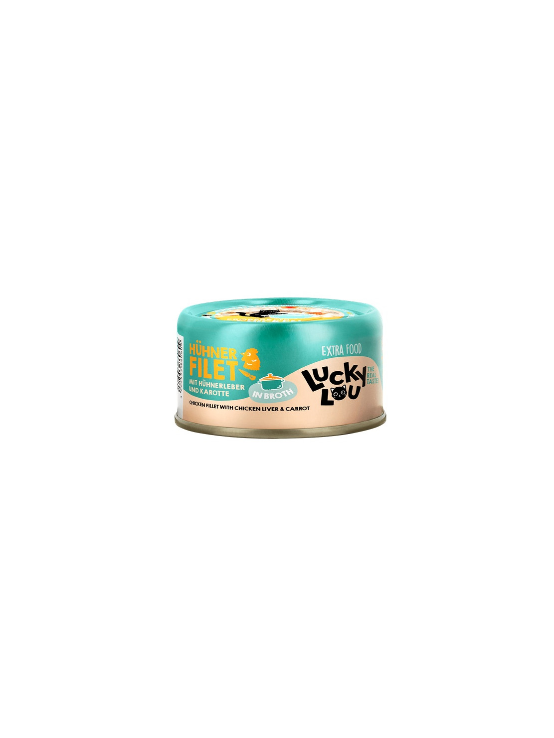 Lucky Lou Extrafood Kurczak i wątróbka z kurczaka w bulionie puszka 70g
