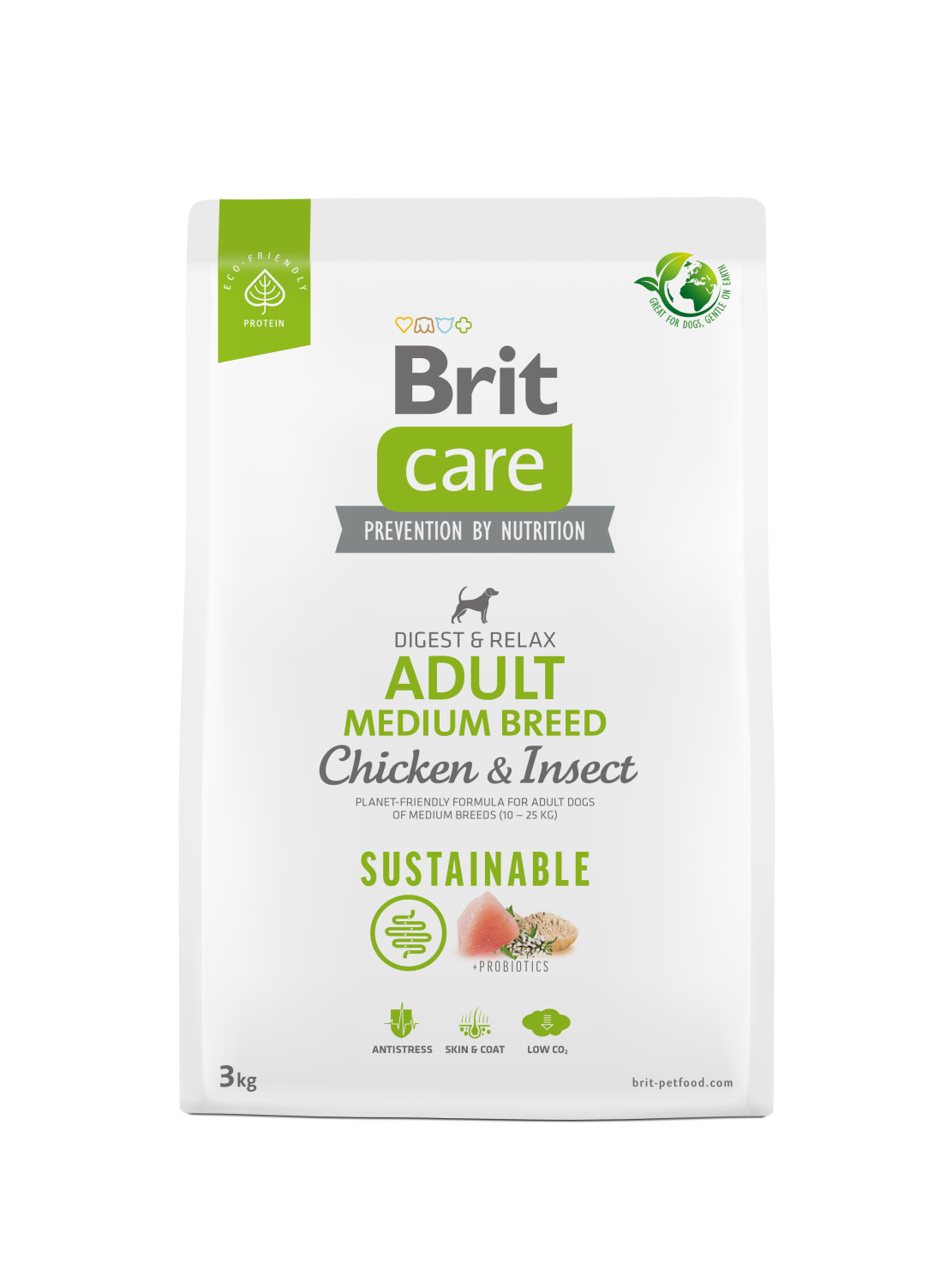 Brit Care Dog Sustainable Adult Medium Breed Chicken & Insect 3 kg – Ekologiczna sucha karma z kurczakiem i owadami