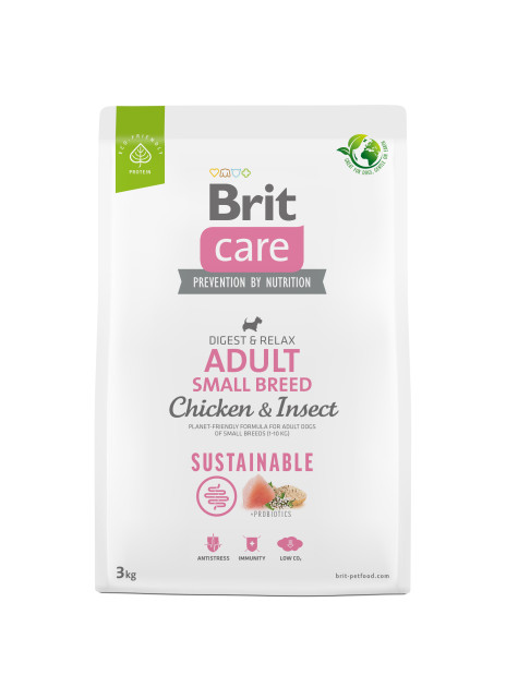 Brit Care Dog Sustainable Adult Small Breed Chicken & Insect 3 kg – Ekologiczna sucha karma z kurczakiem i owadami