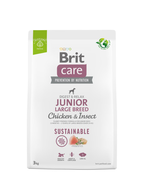 Brit Care Dog Sustainable Junior Large Breed Chicken & Insect 3 kg – Ekologiczna sucha karma z kurczakiem i owadami