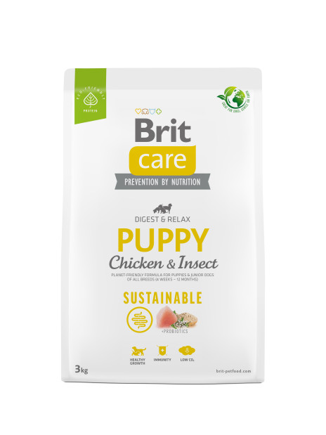 Brit Care Dog Sustainable Puppy Chicken & Insect 3 kg – Ekologiczna sucha karma z kurczakiem i owadami