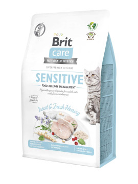 Brit Care Cat Grain-Free Sensitive Insect & Fresh Herring 400g – Bezzbożowa sucha karma z owadami i świeżym śledziem dla kotów