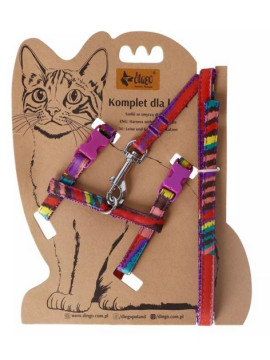 Dingo Komplet dla kota - Smycz i szelki Funky Cat