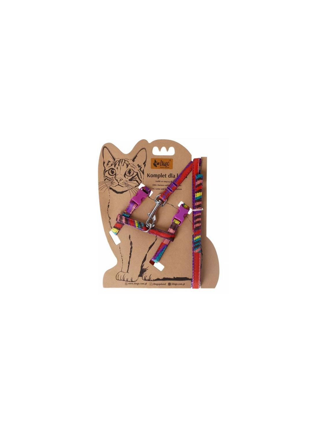 Dingo Komplet dla kota - Smycz i szelki Funky Cat