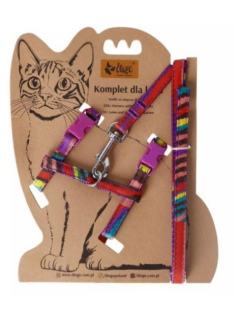 Dingo Komplet dla kota - Smycz i szelki Funky Cat