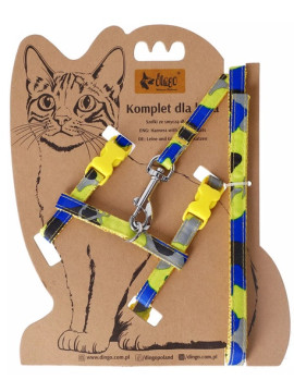 Dingo Komplet dla kota - Smycz i szelki Yellow Bahama
