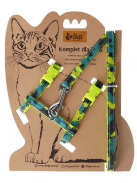 Dingo Komplet dla kota - Smycz i szelki Tropical Splash