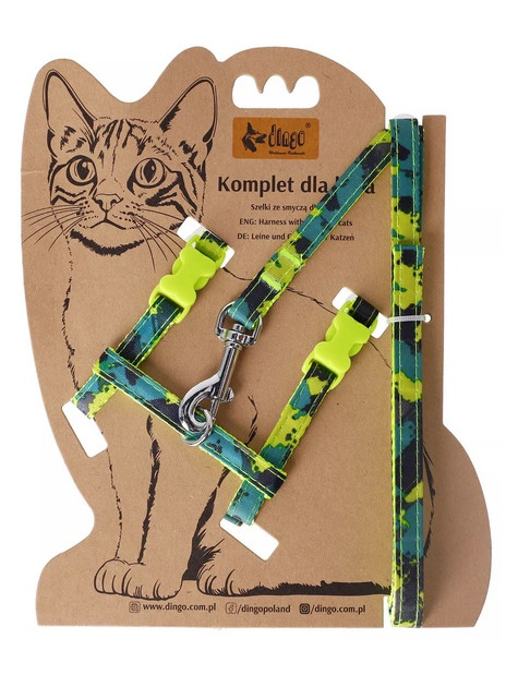 Dingo Komplet dla kota - Smycz i szelki Tropical Splash