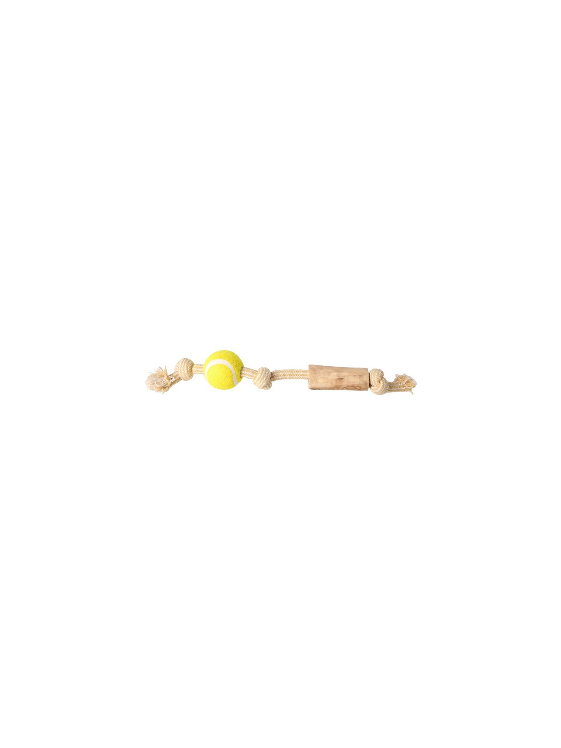 Dingo Psia-Kawka Gryzak z drewna kawowego sznur z piłką tenisową 33cm