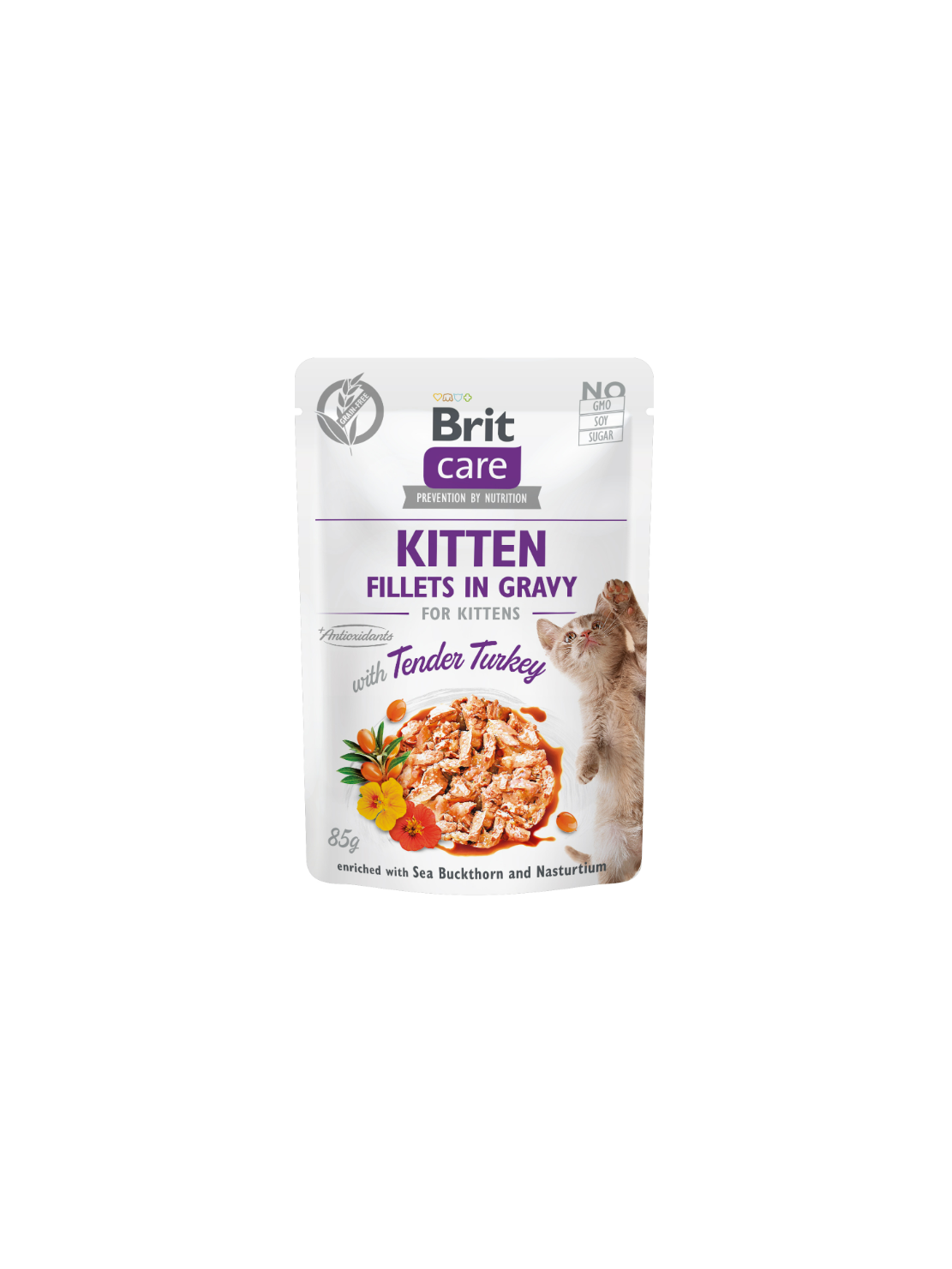 Brit Care Cat Fillets in Gravy Kitten Tender Turkey 85 g – Bezzbożowa mokra karma w sosie z filetami z indyka dla kociąt