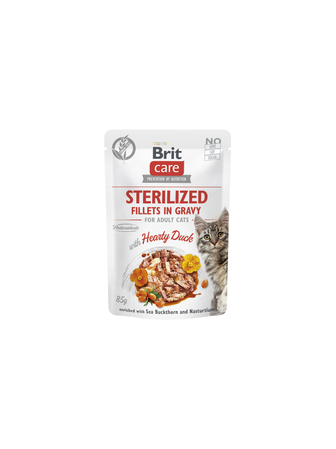 Brit Care Cat Fillets in Gravy Sterilized Hearty Duck 85 g – Bezzbożowa mokra karma w sosie z filetami z kaczki dla kotów