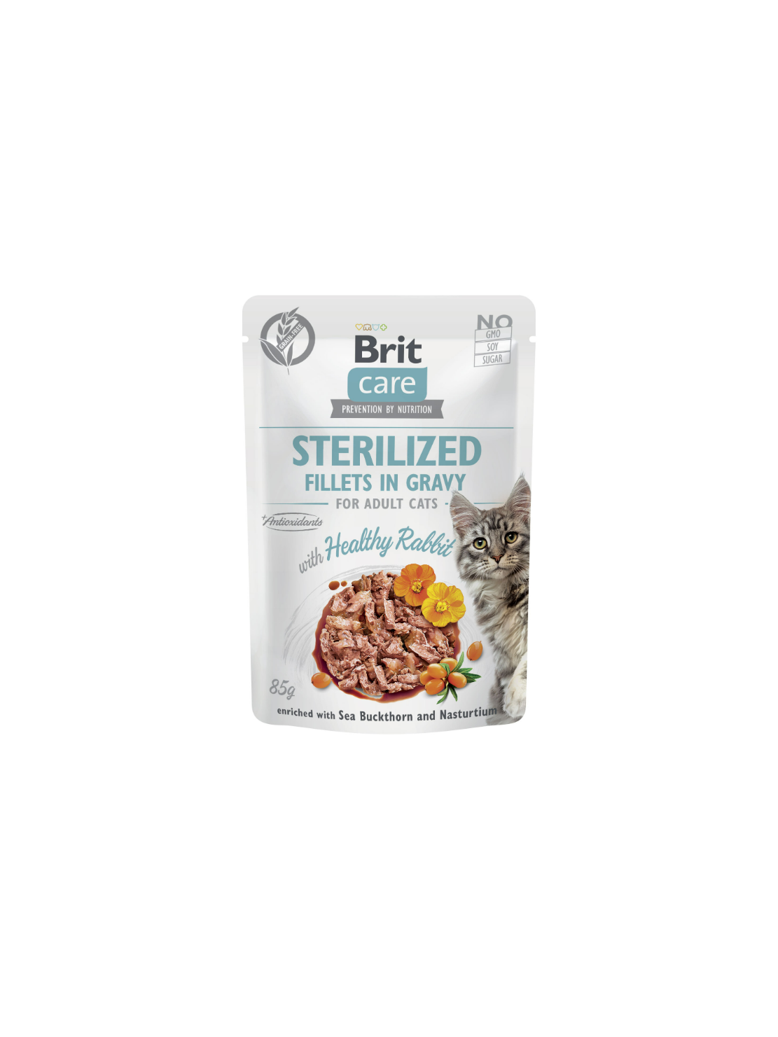 Brit Care Cat Fillets in Gravy Sterilized Savory Rabbit 85 g – Bezzbożowa mokra karma w sosie z filetami z królika dla kotów