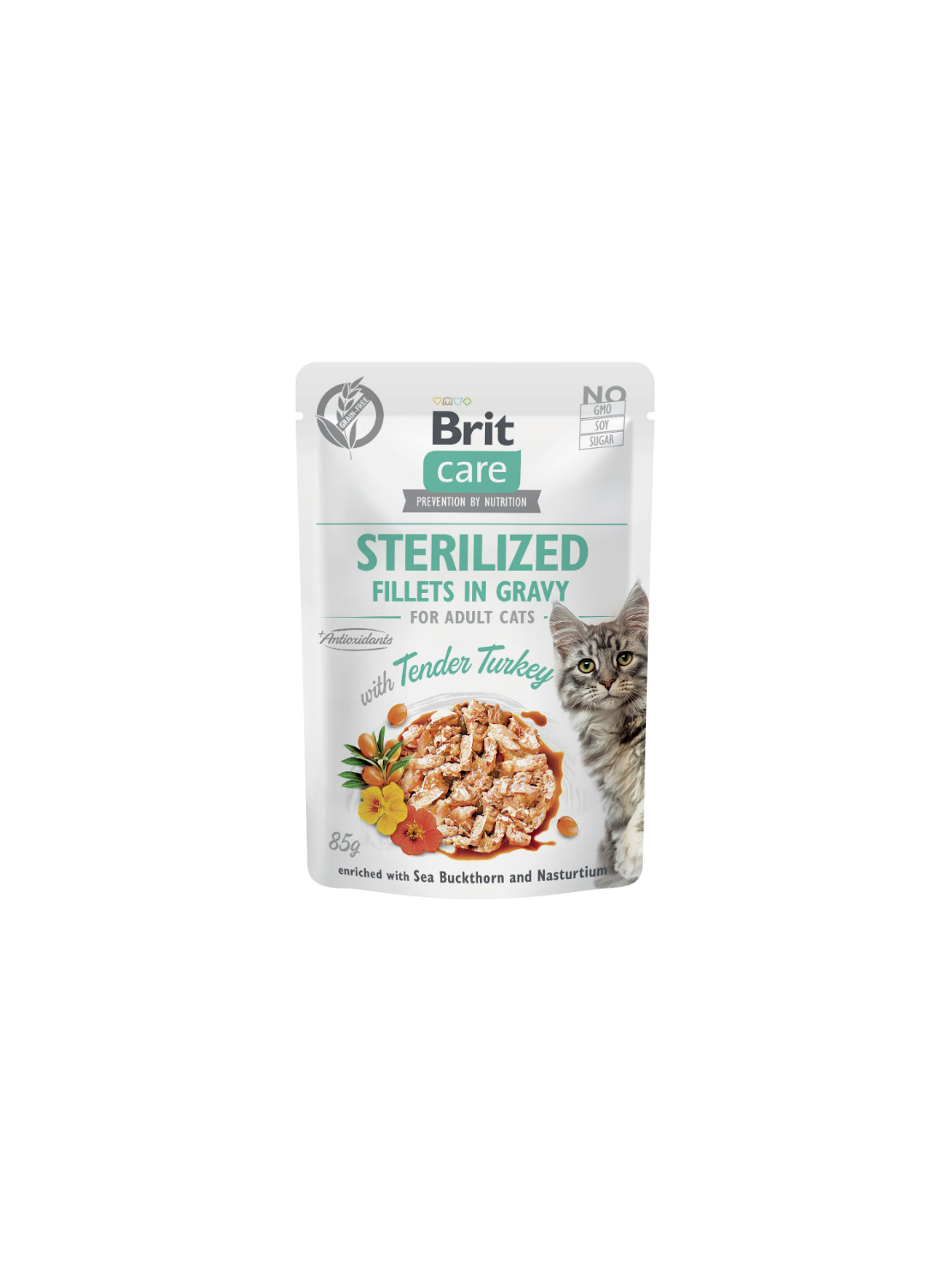 Brit Care Cat Fillets in Gravy Sterilized Tender Turkey 85 g – Bezzbożowa mokra karma w sosie z filetami z indyka dla kotów