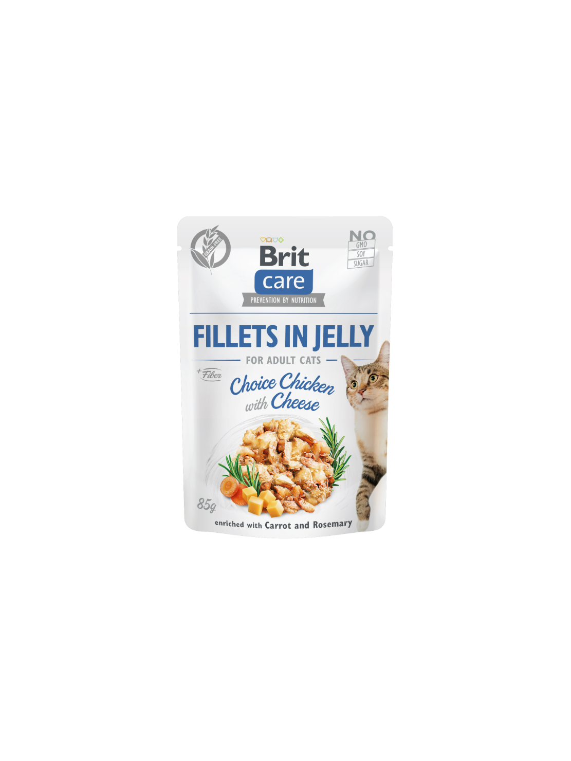 Brit Care Cat Fillets in Jelly Choice Chicken with Cheese 85 g – Bezzbożowa mokra karma w galaretce