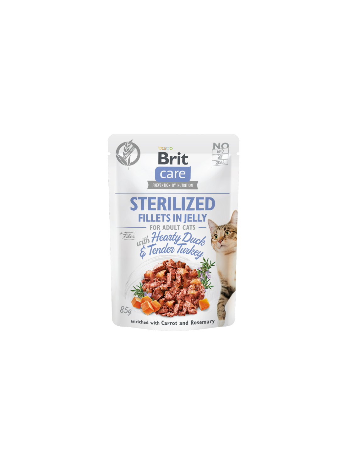 Brit Care Cat Fillets in Jelly Sterilized Duck & Turkey 85 g – Bezzbożowa mokra karma w galaretce z filetami