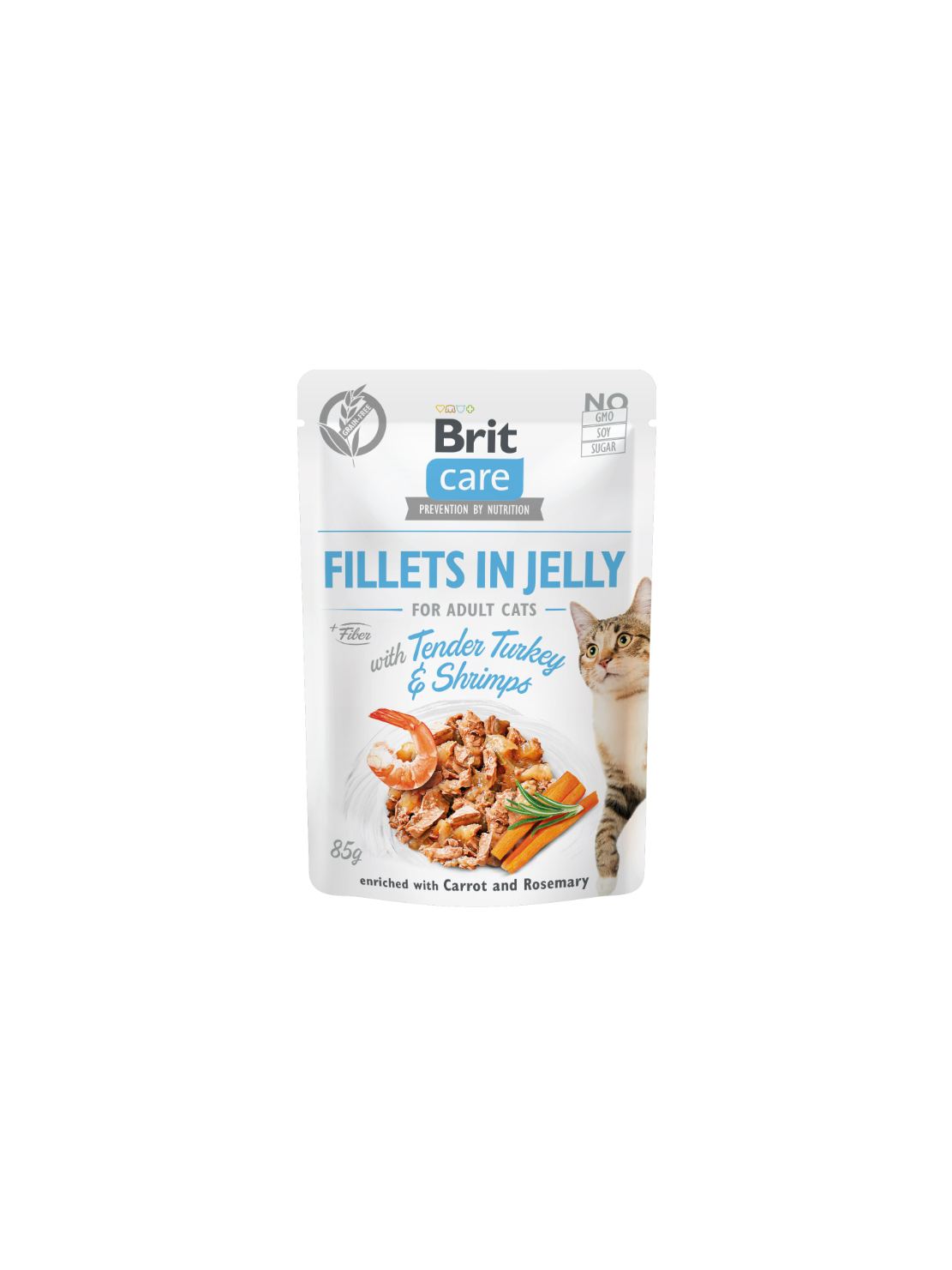 Brit Care Cat Fillets in Jelly Tender Turkey & Shrimps 85 g – Bezzbożowa mokra karma w galaretce z filetami