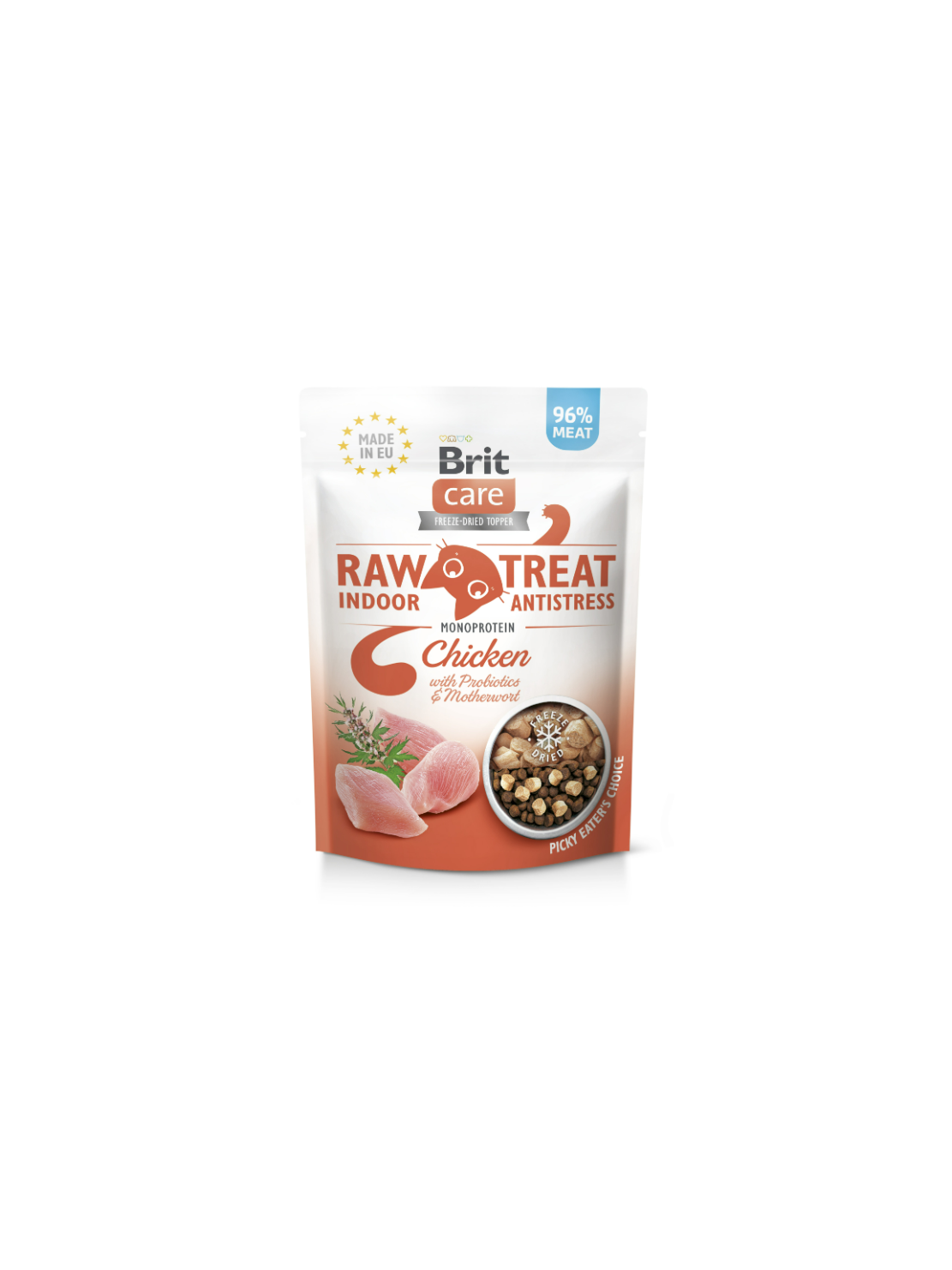 Brit Raw Treat Cat Indoor & Antistress Chicken & Duck 40 g – Liofilizowany funkcjonalny przysmak dla kotów