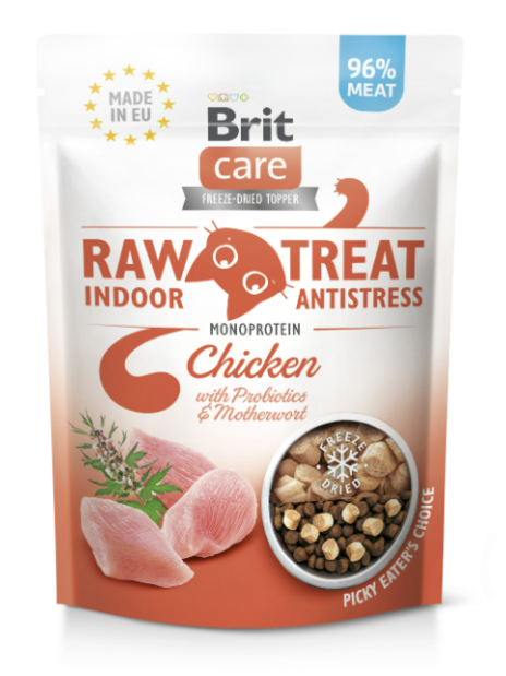 Brit Raw Treat Cat Indoor & Antistress Chicken & Duck 40 g – Liofilizowany funkcjonalny przysmak dla kotów