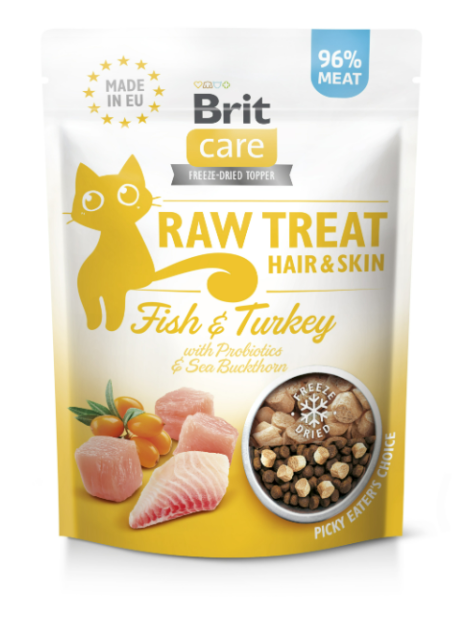 Brit Raw Treat Cat Skin & Coat Fish & Chicken 40 g – Liofilizowany funkcjonalny przysmak dla kotów na skórę i sierść