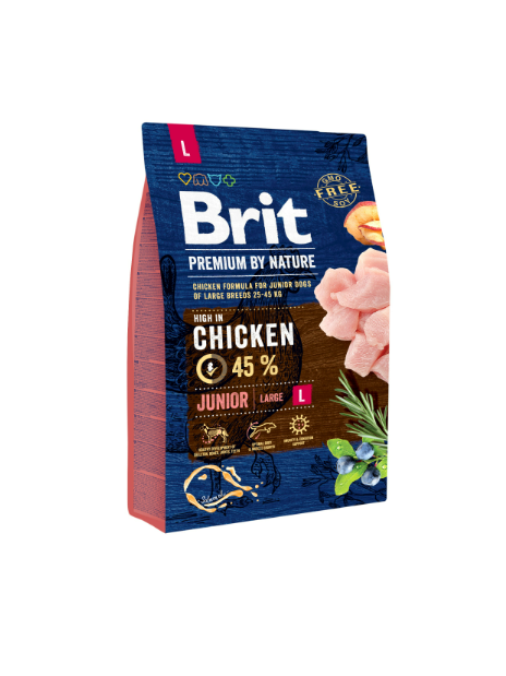 Brit Premium by Nature Junior L 3 kg – Sucha karma z kurczakiem dla młodych psów ras dużych