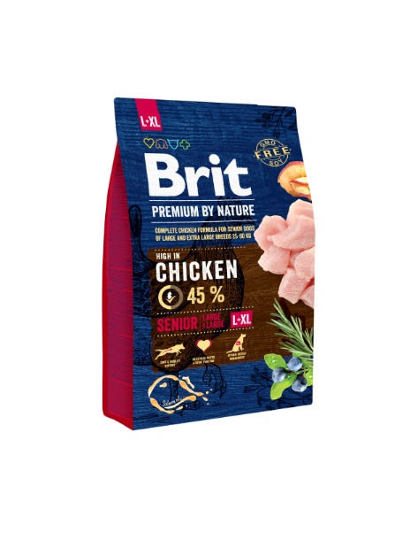 Brit Premium by Nature Senior L+XL 3 kg – Sucha karma z kurczakiem dla starszych psów ras dużych i olbrzymich