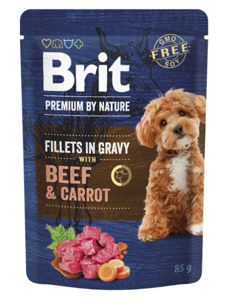 Brit Care Dog Fillets in Gravy Beef & Carrots 85 g – Bezzbożowa mokra karma w sosie z filetami z wołowiny i marchewką