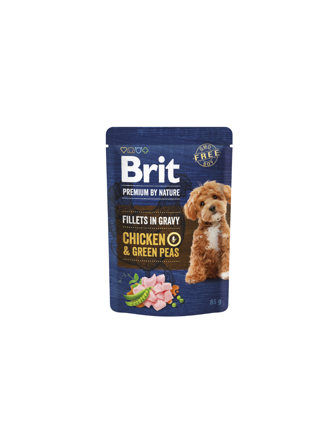 Brit Care Dog Fillets in Gravy Chicken with Green Peas 85 g – Bezzbożowa mokra karma w sosie z filetami z kurczaka