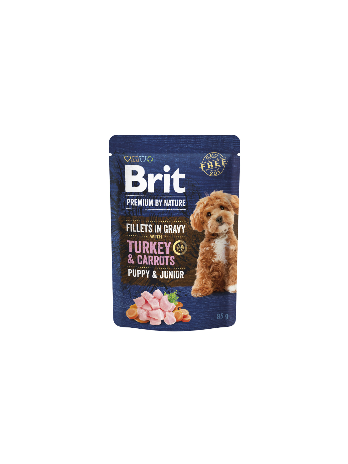 Brit Premium by Nature Dog Fillets Puppy & Junior Turkey with Carrots 85 g – Mokra karma w sosie z filetami