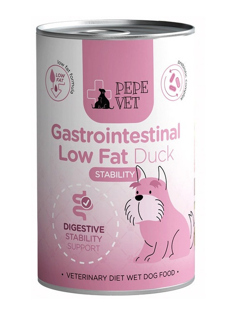 Paka Zwierzaka PEPE VET Gastrointestinal Low Fat Duck puszka 400g