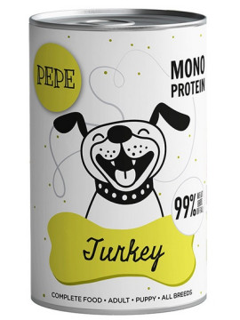 Paka Zwierzaka PEPE Turkey (indyk) puszka 400g