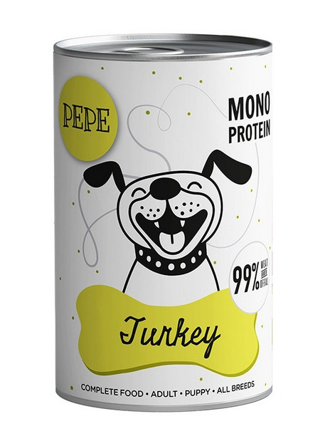 Paka Zwierzaka PEPE Turkey (indyk) puszka 400g