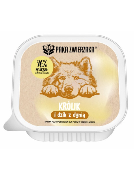 Paka Zwierzaka Królik i dzik z dynią tacka 150g