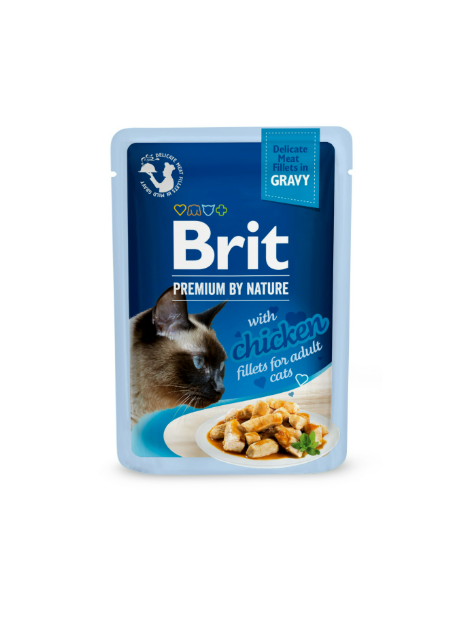 Brit Care Cat Fillets in Gravy Hearty Chicken 85 g – Bezzbożowa mokra karma w sosie z filetami z kurczaka dla kotów
