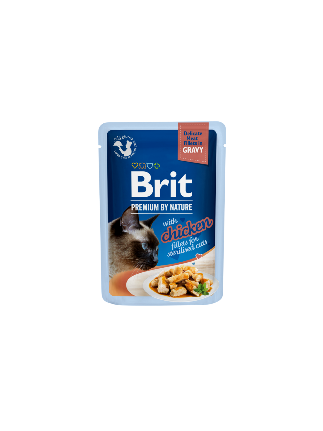 Brit Care Cat Fillets in Gravy Sterilized Chicken 85 g – Bezzbożowa mokra karma w sosie z filetami z kurczaka