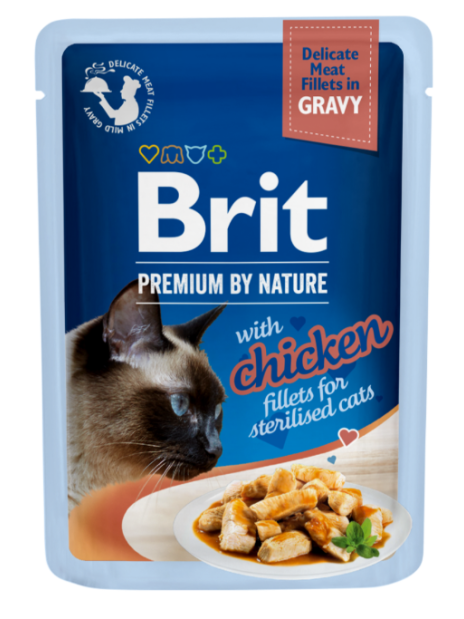 Brit Care Cat Fillets in Gravy Sterilized Chicken 85 g – Bezzbożowa mokra karma w sosie z filetami z kurczaka