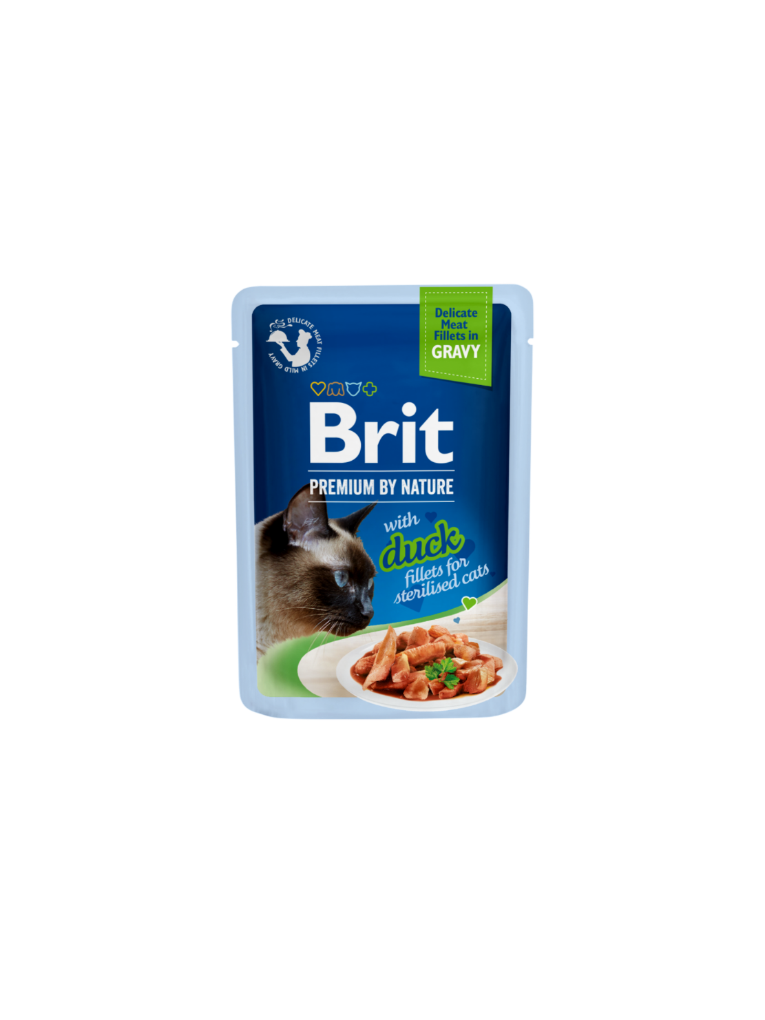 Brit Care Cat Fillets in Gravy Sterilized Duck 85 g – Bezzbożowa mokra karma w sosie z filetami z kaczki dla kotów