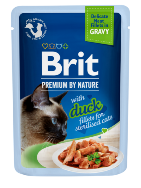 Brit Care Cat Fillets in Gravy Sterilized Duck 85 g – Bezzbożowa mokra karma w sosie z filetami z kaczki dla kotów