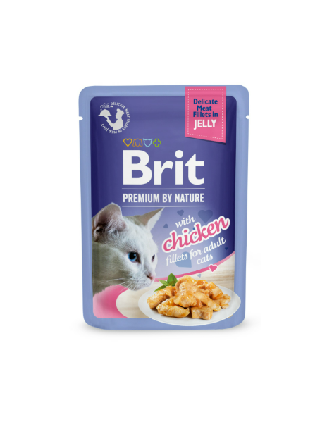 Brit Care Cat Fillets in Jelly Hearty Chicken 85 g – Bezzbożowa mokra karma w galaretce z filetami z kurczaka