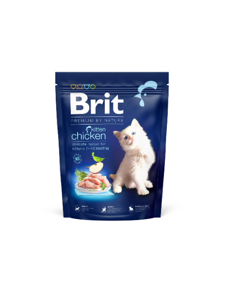 Brit Premium by Nature Cat Kitten Chicken 300 g – Kompletna sucha karma z kurczakiem dla kociąt, kotek ciężarnych