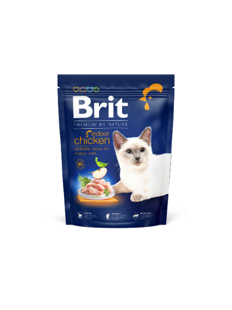 Brit Premium by Nature Cat Indoor Chicken 300 g – Sucha karma z kurczakiem dla kotów niewychodzących