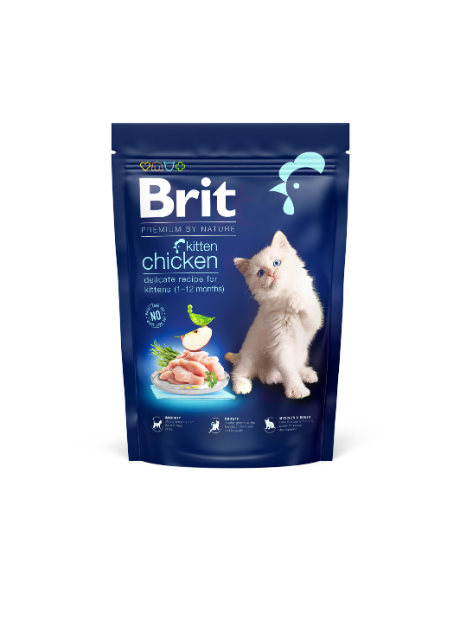 Brit Premium by Nature Cat Kitten Chicken 800 g – Kompletna sucha karma z kurczakiem dla kociąt, kotek ciężarnych